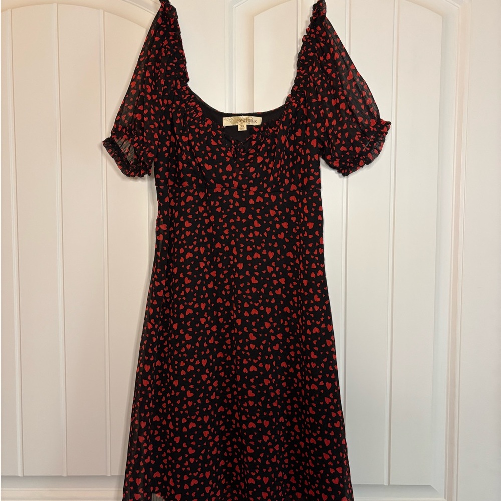 Black Dress with Red Heart Pattern